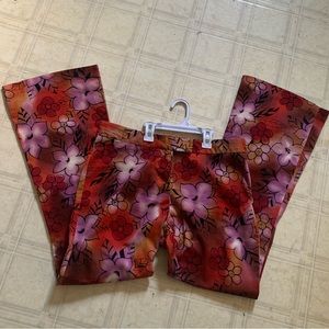 Juniors - Flare Pants Floral Pattern zip/button - Size 13